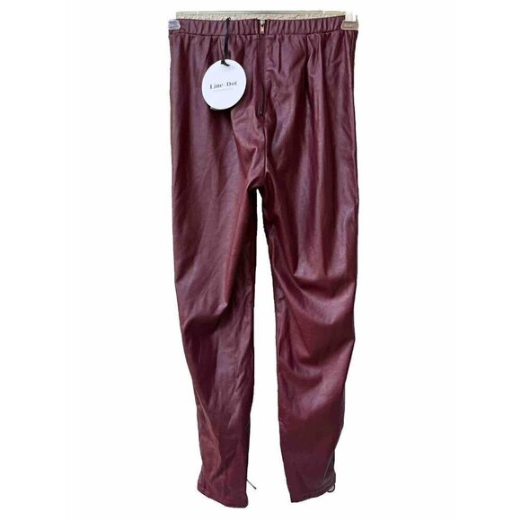 Line & Dot Women's Red Vegan Leather Juniper Lace up Corset Leggings Size S - Picture 2 of 15